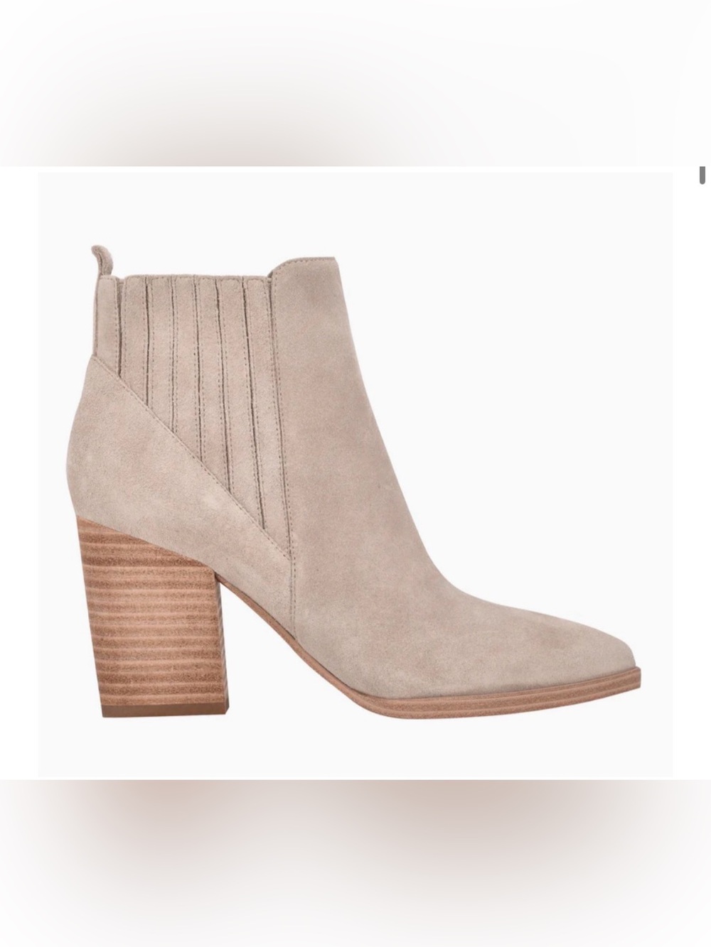 Marc Fisher Alva Pointy Toe Bootie in Light Natural Suede Size 8.5